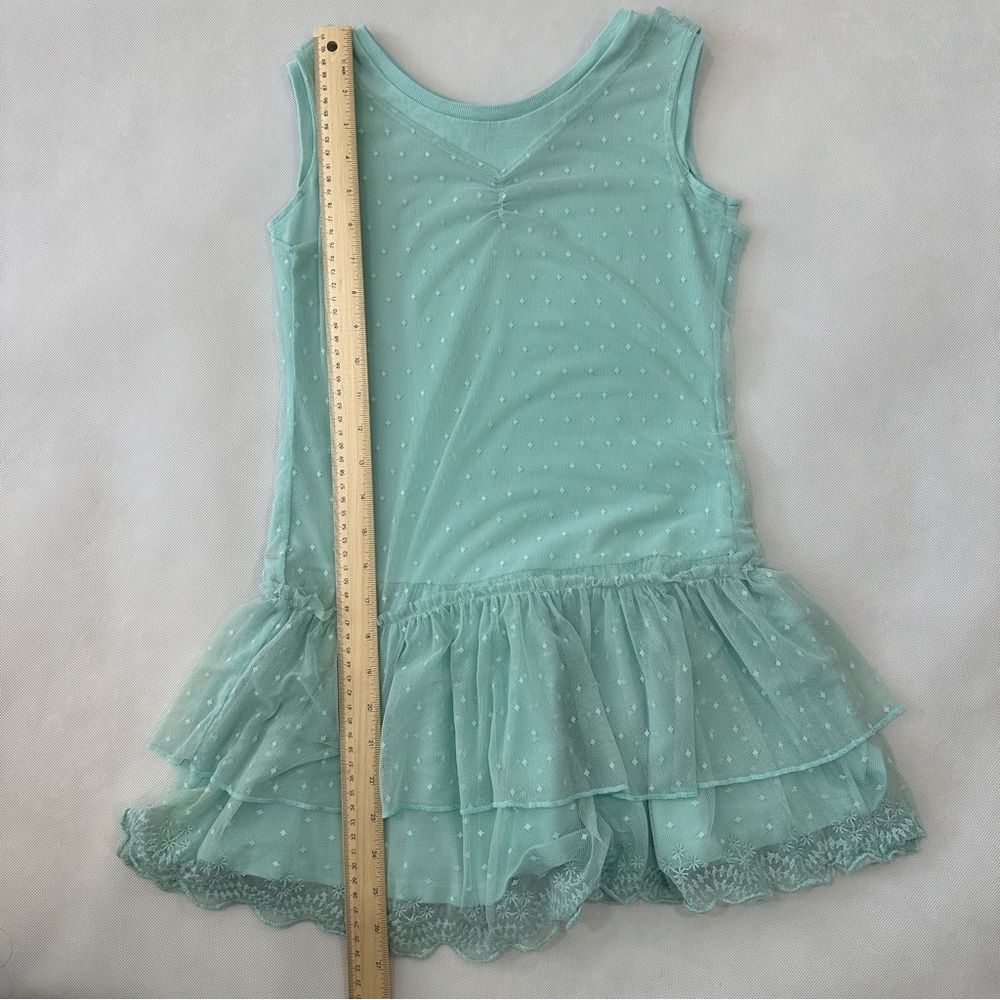American Girl Truly Me Spring Breeze Dress Girls Size 10 Aqua Mesh Ruffle - Picture 13 of 14
